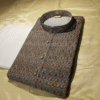 grey geometric embroided print kurta set