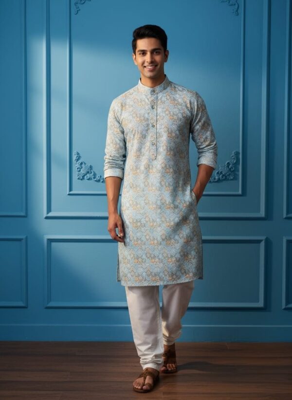 Ice cream Sky Blue Chikankari Kurta Pyjama