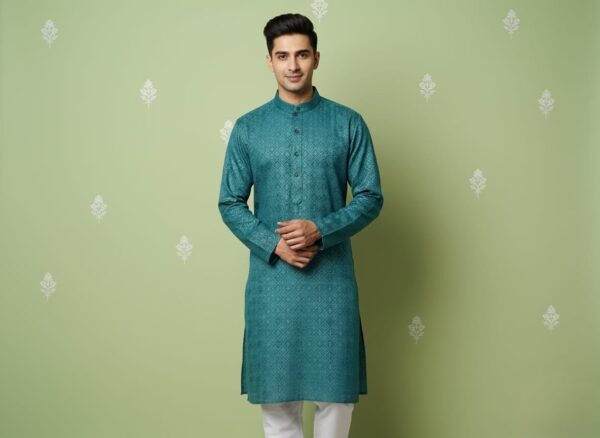 Peacock Green embroided Kurta Set