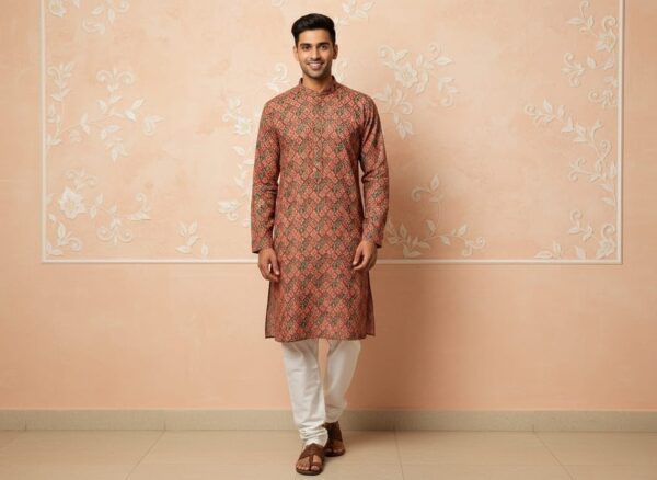 Men's Geometric embroided Print Kurta Set
